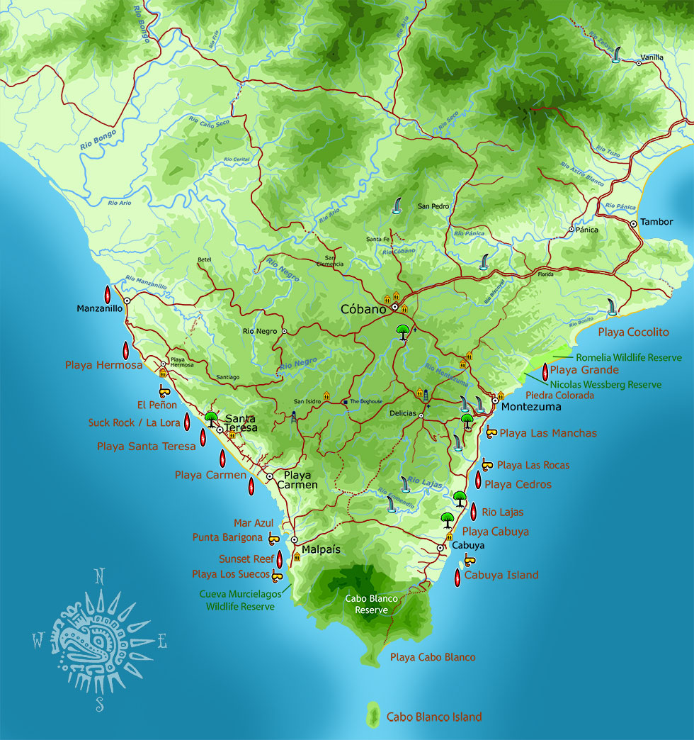 Southern Nicoya Penisula Map