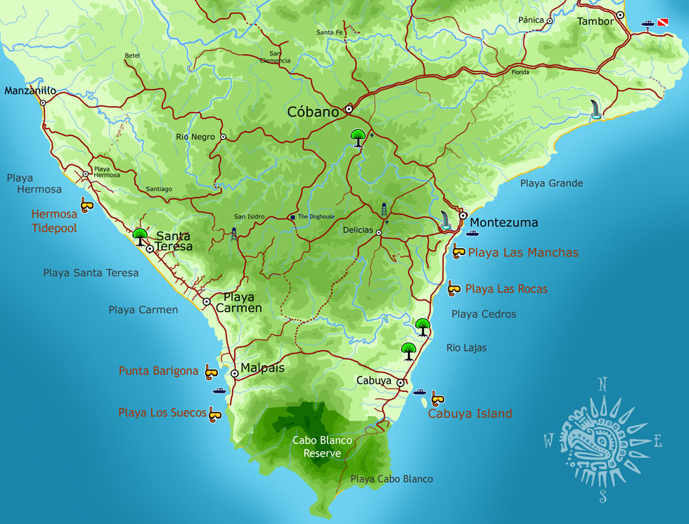 Costa Rica snorkeling map