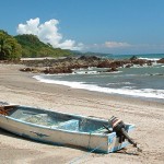 A fisherman's boat, dragged up on the shore