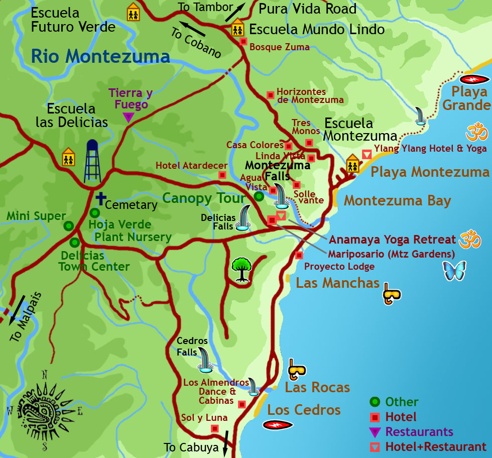 Montezuma and Delicias Maps - Costa Rica