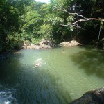 The third (upper-most) pool of waterfalls, with its rope-swing.