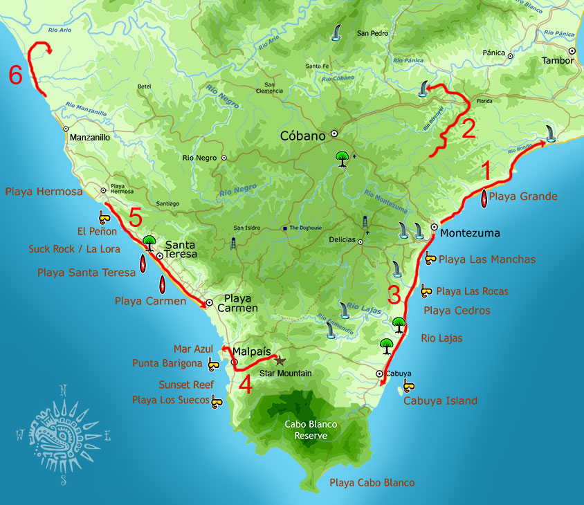 Map showing the most popular horseback tour routes