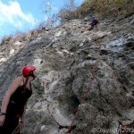 Climbing the face of Punta Murcielago